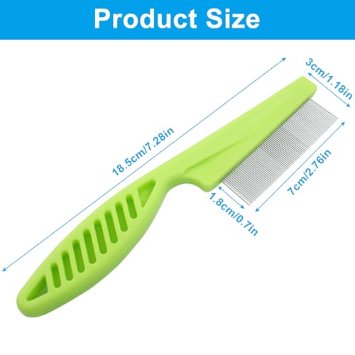Flea Comb for Dogs and Cats, Green, 3pcs | Metal Pet Lice Comb, Fine Tooth Grooming Tool, Remove Anti Fleas and Flea Eggs - color: Green