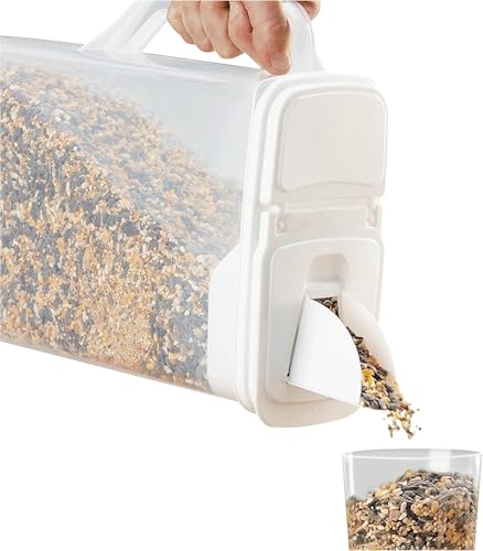 Buddeez Pet Food Storage Container 8 Quart Capacity Bird Seed Container - color: White Lid, size: 1 Pack (8 Quart)