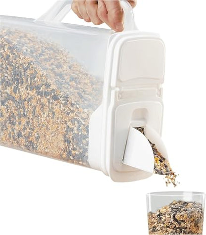 Buddeez Pet Food Storage Container 8 Quart Capacity Bird Seed Container - color: White Lid, size: 1 Pack (8 Quart)