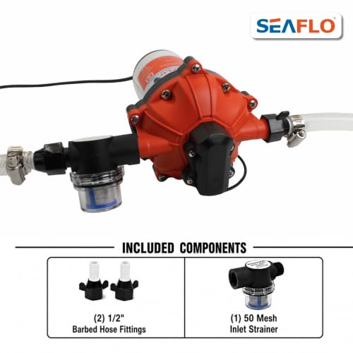 SEAFLO 55 Series 115V AC Automatic Demand Diaphragm Pump – 5.0 GPM, 60 PSI, 5-Chamber Self-Priming Water Pump w/Power Plug for Outlet, RV, Marine & Off-Grid Water Systems, 4-Year Warranty - style: 5.0 GPM | 115V