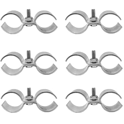 6 Set Double Pipe Clamp, Dog Kennel Clamps, Metal Fence Clips Parts, Stainless Steel Heavy Duty Chain Link Fence Panel Clamp for 28mm Round Pipe Panel Frame, Saddle Clamps with Bolts and Nuts - size: 28mm