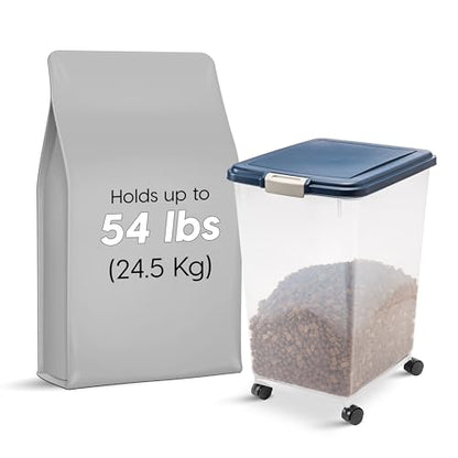 IRIS USA Dog Food Storage Container, Up to 54 lbs, Navy, Made in USA - color: Navy, size: 54 lbs