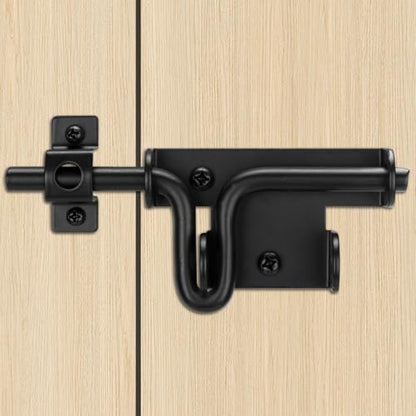 Slide Bolt Gate Latch with Padlock Hole, Heavy Duty Sliding Bolt Door Lock Hardware for Wooden Fence, Shed Gates, Barn Doors, Backyard Gate, Bolt Latch with Black Finish, 1 Pack