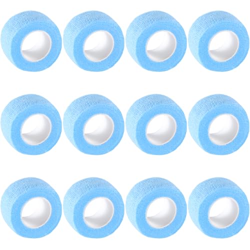 IndigoCase 12 Pack Self Adhesive Bandage Wrap 1 Inch x 5 yd Elastic Tape - color: Skyblue, size: 1 Inch - 12 Pack