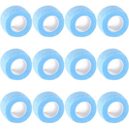 IndigoCase 12 Pack Self Adhesive Bandage Wrap 1 Inch x 5 yd Elastic Tape - color: Skyblue, size: 1 Inch - 12 Pack