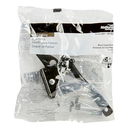 National Hardware Automatic Gate Latch, 4 in Strike, Steel, Black - size: 1 Count (Pack of 1)