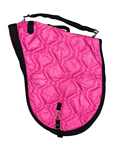 AJ Tack English Padded Saddle Carrier, Water-Resistant 420D Nylon Saddle Bag with Full Zipper Enclosure, Interior Securing Straps, Adjustable Shoulder Strap, Fits Most English Saddles, Black - color: Black