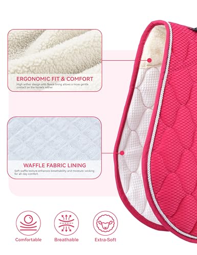 Harrison Howard 3D Air Mesh Saddle Pad for Horses – Breathable Shock-Absorbing All-Purpose English Saddle Pad - color: Magenta