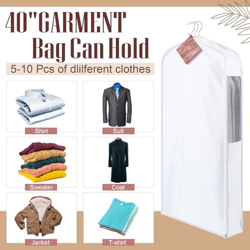 Briwooody Cotton Garment Bags, 2 Sets,Moth Protection,40 x 24 x 6 in, White - color: White, size: 40 x 24 x 6 Inch