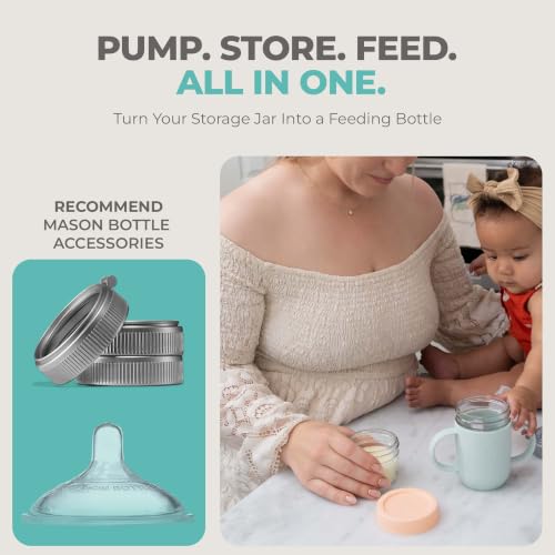 Mason Bottle Glass Breastmilk Storage Jars with Airtight Lids, 8oz,12-Pack - size: 8oz Jar Set (12 Pack)