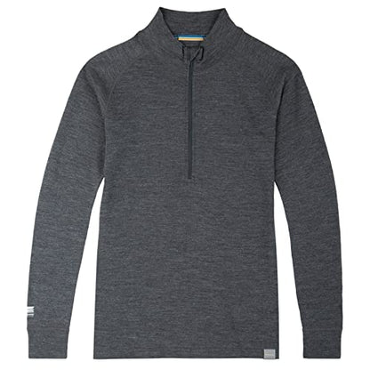 MERIWOOL Womens Base Layer 100% Merino Wool Midweight 250g Half Zip Sweater for Women - color: Charcoal Gray, size: Small