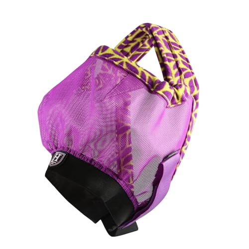 Harrison Howard Cattle Livestock Fly Mask Breathable Mesh Padded Edging with Fun Patterns Large Spacing Forelock Opening Design Adjustable Fit for Cattle Purple - color: Purple