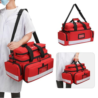 Medical Bag Empty First Responder Bag,Emergency Bag First Aid Kit Organizer,First Aid Bag with Detachable Dividers, Medical Bag for Nurses,Home Health Care, EMT