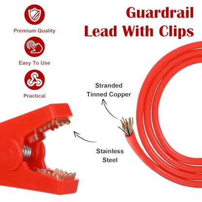 4 Pcs Electric Fence Wire Connectors Jumper Leads Cable with Alligator Clips 3.7FT Electric Fence Charger for Solar Fences Charger, Wire Copper Fencing, Energizer Connector