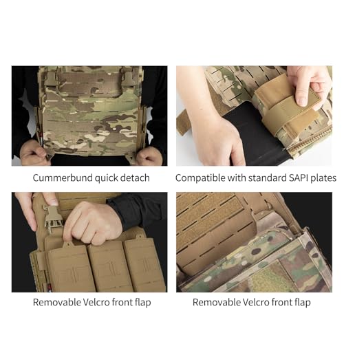 YAKEDA Tactical Training Vest with PALS System - Adjustable Straps Quick-Release Buckle for Hunting - color: Multicolor