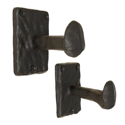 Rustic State Motris Wall Mount Cast Iron Hooks Coat Towel Bag Hat Hanger Multiuse Entryway Railroad Spike Rack Black Set of 2