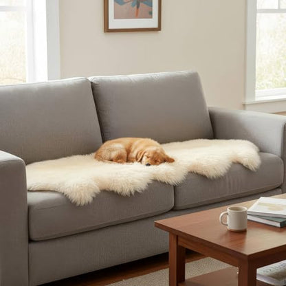 Premium Champagne Sheepskin Rug Genuine Double 2x6ft Pelt Fluffy Fur Rug for Bedrooms - color: Champagne, size: 2' x 6' (Natural)