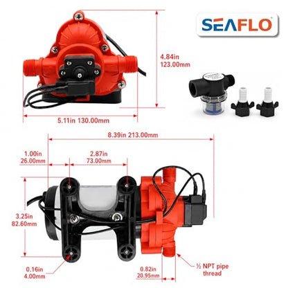 SEAFLO 33 Series 110V/115V AC Fresh Water Pump, 3.3 GPM 45 PSI Self-Priming Pressure Pump with Smart Pressure Switch, Automatic Demand Pump for RV, Caravan Marine Boat Industrial Use, 4-Year Warranty - style: 3.3 GPM | 115V