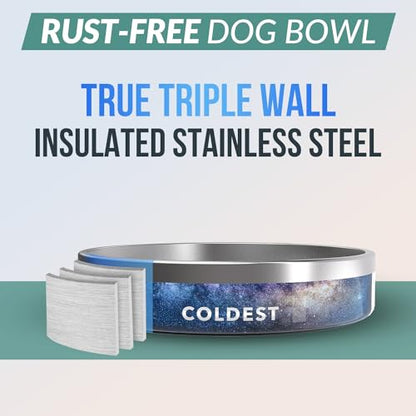 Coldest Dog Bowl - Anti Rust Metal, Non Slip, 3 Layers Insulated Stainless Steel Dog Bowls - Spill Proof & Heavy Duty - Water Bowl for Dogs, Cats & Pets, Dish Washer Safe (21 oz, Into The Beyond) - color: Into The Beyond, size: 21 oz