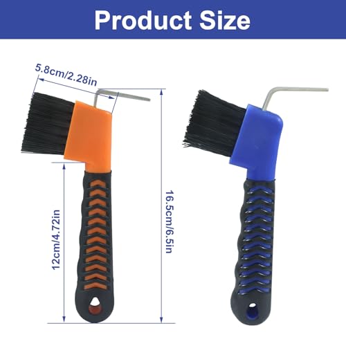 Horse Hoof Pick Brush, Orange+Blue - color: Orange+Blue