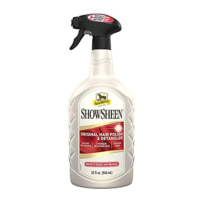 Absorbine ShowSheen Hair Polish & Detangler, 32 fl oz Quart Spray Bottle | Mane & Tail, Pro-Vitamins, Silk Proteins, Lustrous Shine, Reduces Hair Breakage, Promotes Longer Healthy Hair, Horses & Dogs - size: 32 fl oz Spray Bottle