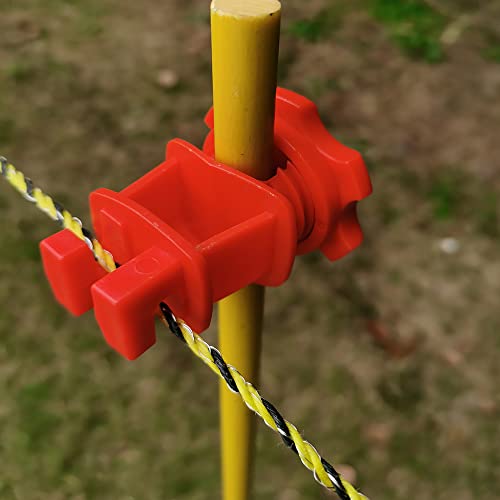 25-Pack Screw-Tight Electric Fence Round Post Insulators, Red - color: Red