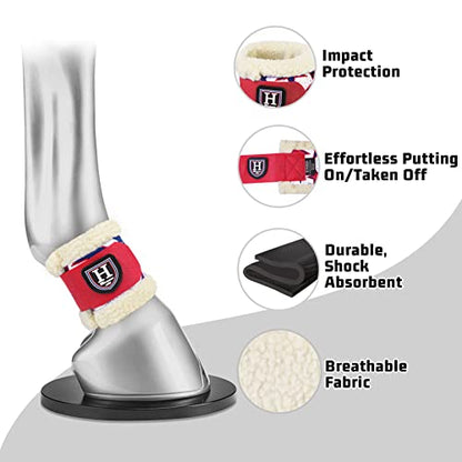 Harrison Howard Essential Premium Horse Pastern Wraps with Berber Fleece Lining Shock Absorbing Unhindered Movements, Sold in Pairs - color: Star