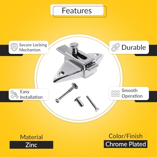 Brixwell 91-79a Slide Latch and Keeper Set With Chrome Plated Finish, Zinc Material, Surface-Mounted, 2-3/4" Latch Hole Centers, Fits 1-1/4" Square Edge Pilaster, Includes Fasteners