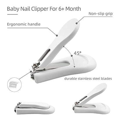 Baby Nail Clippers Set with Cute Case, Infant Fingernail and Toenail File Kit for Newborn Manicure and Pedicure, New Mom Grooming Gift - color: Bear White