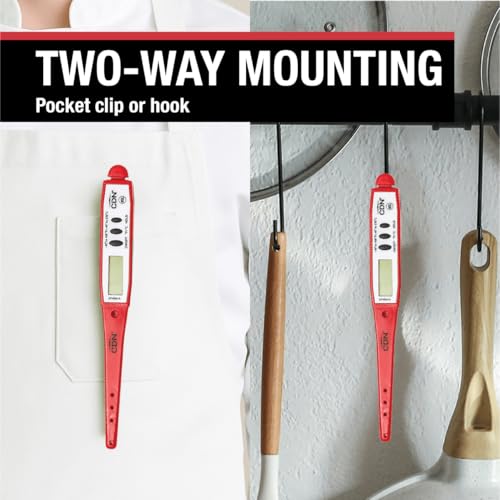 CDN ProAccurate® Instant Read Digital Pocket Thermometer with 2.75" Stainless Steel Tip for Accurate Temperature Measurement, Red (DT450X-R) - color: Red