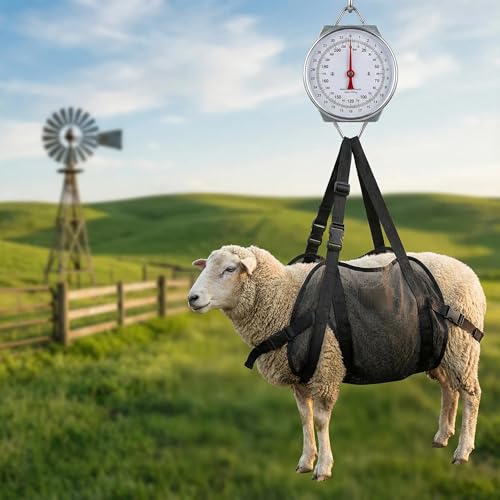 440lb Hanging Scale with Calf Sling – 2-in-1 Animal Weighing Kit, Livestock