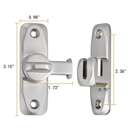 Silver Barn Door Latches,90/180 Degree Gate Lock_B - color: Silver