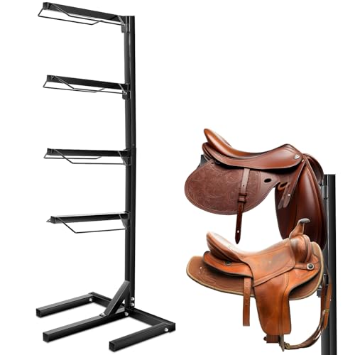 Abbylike 4 Tier Saddle Rack for Horses, 6.38 ft Heavy Duty Saddle Pad Stand Stable Blanket Tack Storage Stand for Western English Horses Pad Blanket Storage Organizer Stall Accessories - style: 4 Tier