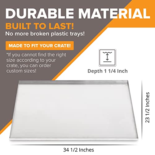 Metal Dog Crate & Kennel Replacement Tray/Pan, Galvanized, 34x24 in | Chew-proof, crack-proof, rust-resistant. Fits Most Standard 36 in Crates. - color: Galvanized, size: 34.5"L x 23.5"W x 1"H