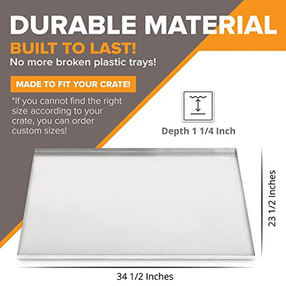 Metal Dog Crate & Kennel Replacement Tray/Pan, Galvanized, 34x24 in | Chew-proof, crack-proof, rust-resistant. Fits Most Standard 36 in Crates. - color: Galvanized, size: 34.5"L x 23.5"W x 1"H