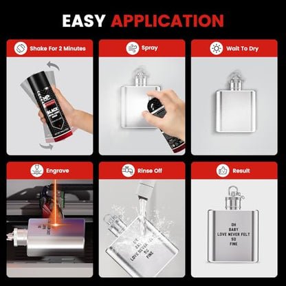 Monport Laser Marking Spray,Metal Laser Marking Fluid for CO2 Laser Engravers,14oz High Contrast Aerosol Black Spray for Laser Engraving Metal,Laser Ink for Aluminum,Stainless Steel, and Brass More...