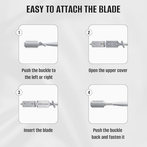FEISIER Aluminum Double-Edge Hair Thinning Razor Comb with 10pcs Blades,Hair Texturizing Cutting Razor Comb for Thin and Thick Hair Trimming and Styling