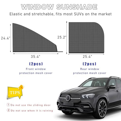 Ohleats 4PCS Car Window Shades, Heat & UV Block Mesh Cover, SUV - size: SUV 4PCS