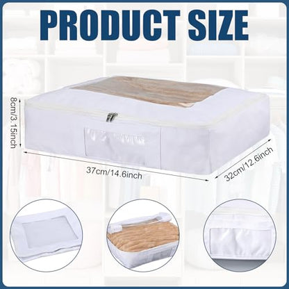 Honeydak 3 Set Sweater Storage Bags Cotton Breathable Washable Organizer | Cotton Garment Bag Protection, Clear Window Visibility, Zippered Closure, Foldable for Scarve, 14.6 x 12.6 x 3.2"