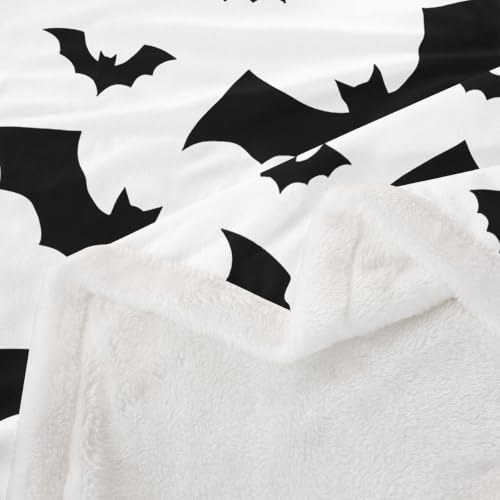 Feelyou Bat Fuzzy Throw Blanket Soft Fluffy Fleece Blankets Black and White Microfuber Plush Blankets 60"X80" - color: Black White, size: 60" x 80"