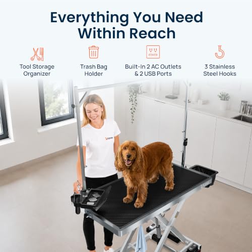 KANIS 49" Professional Electric Dog Grooming Table, 304 Steel, Heavy Duty - color: STAINLESS STEEL, size: 49"