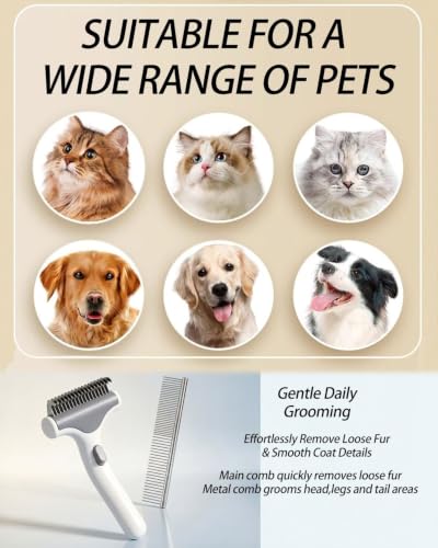 Undercoat Rake for Dogs & Cats, White - color: White