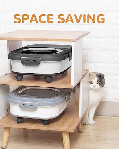 20-23 Lbs Dog Food Storage Container Airtight,Collapsible Pet Food Storage - color: Black