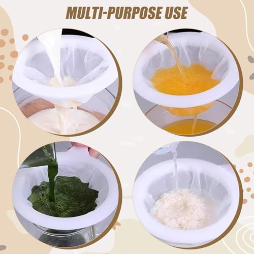 3-Piece Fine Mesh Strainer Set, 400/200/100 Mesh Nylon Sieve with Handle for Tea, Coffee, Nut Milk, Juice, Yogurt, Broth - Reusable, Dishwasher Safe Food Strainers