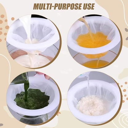 3-Piece Fine Mesh Strainer Set, 400/200/100 Mesh Nylon Sieve with Handle for Tea, Coffee, Nut Milk, Juice, Yogurt, Broth - Reusable, Dishwasher Safe Food Strainers
