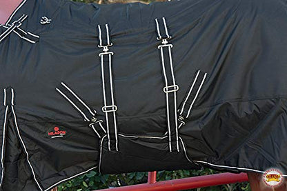 HILASON 600D Turnout Light Winter Waterproof Blanket Black 72in - size: 72 In