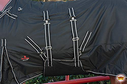 Hilason 600D Waterproof Winter Horse Turnout Blanket Black - size: 75 In