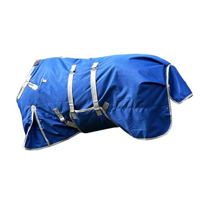 Horse Blanket, 1200D Water Resistant Winter Turnout Blanket, Winter Horse Blanket with Neck Cover and Belly Wrap Medium Weight with 220-Gram Polyester Poly Filling Liner,(155cm-81inch, Blue) - size: 155cm-81inch