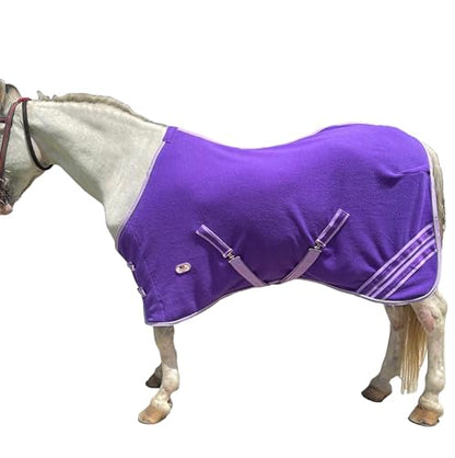 Majestic Ally Anti Pill Fleece Horse Blanket/Sheet with Silver Braided Rope (Purple, 70) - color: Purple, size: 70