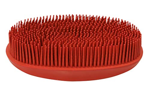 Grewal Equestrian Oval Face Grooming & Bathing Curry Brush for Horses, Dogs, Cats, & Other Pets - Very Soft Bristles (Red) - color: Red